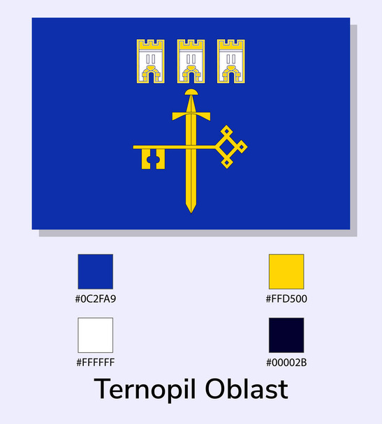Vector Illustratie van Ternopil Oblast vlag geïsoleerd op lichtblauwe achtergrond. Illustratie Ternopil Oblast vlag met kleurcodes. Zo dicht mogelijk bij het origineel. klaar voor gebruik, gemakkelijk te bewerken. - Vector, afbeelding
