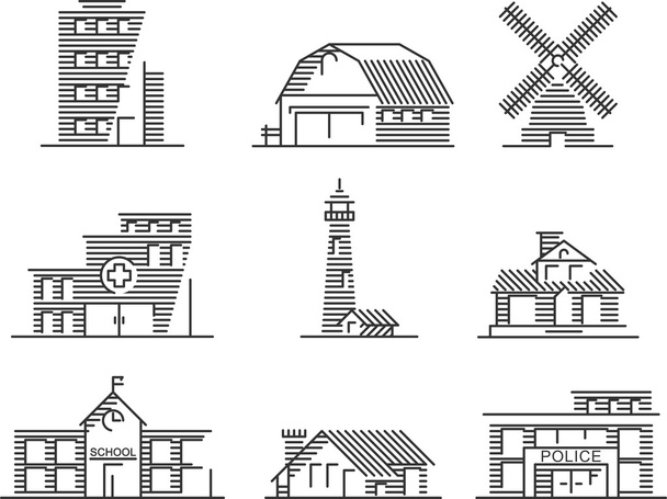 Иконки зданий
 - Вектор,изображение