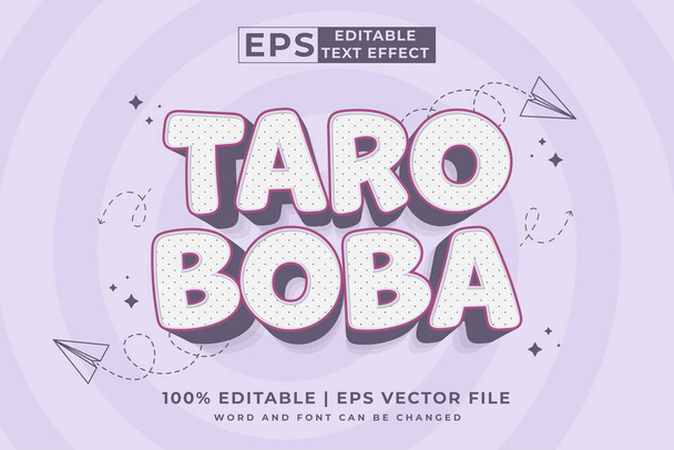 Effet de texte modifiable taro boba 3d Cartoon style mignon vecteur premium - Vecteur, image