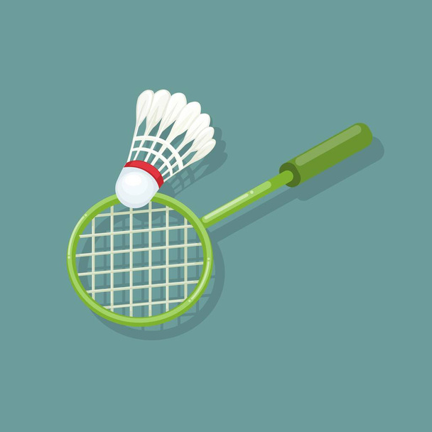 Badminton racket and shuttlecock sport symbol cartoon illustration vector - Vector, Image