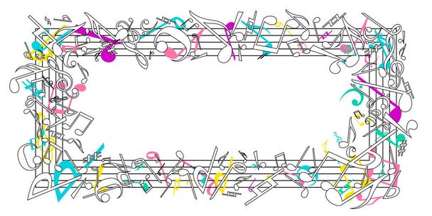 Värikäs melodiamusiikki, nuottitaustakuva vektorimateriaali - Vektori, kuva