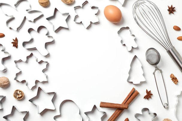 Concept of cooking tools, cookie cutters, top view - Photo, Image