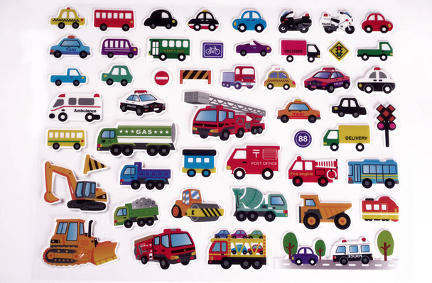 set of cars stickers, children toys concept - Photo, Image