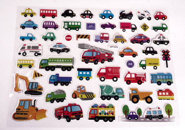 set auto 's stickers, kinderspeelgoed concept - Foto, afbeelding