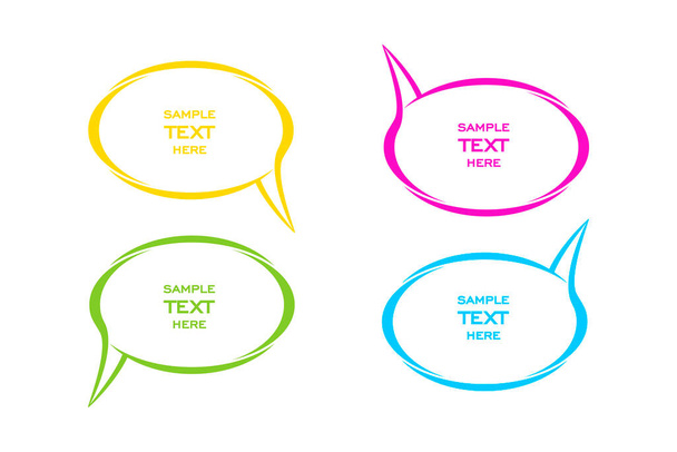 Burbujas de voz de color aisladas. Set de burbujas Speech en color amarillo rosa verdoso y azul. Vector - Vector, imagen
