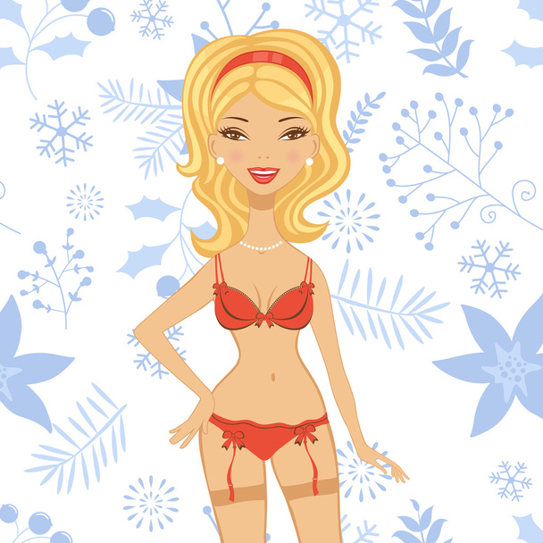 Sexy beautiful woman in lingerie - Vector, Image