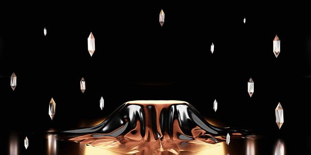 seda y diamante cubierta podio moda cubierta podio producto escaparate telón de fondo 3d ilustración - Foto, Imagen