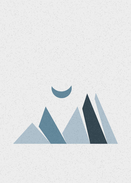 Geometric Mountains silhouette landscape art poster illustration - Vektor, Bild
