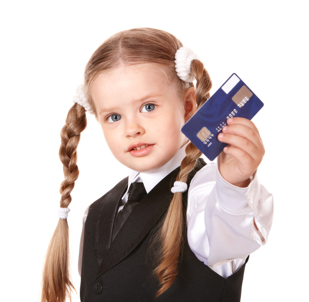 Щаслива дитина з кредитною карткою
. - Фото, зображення