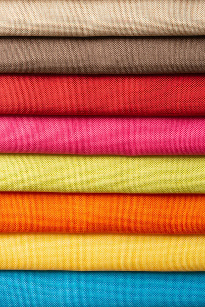 Fabric swatch with bright vivid colors, soft focus close up - Photo, Image