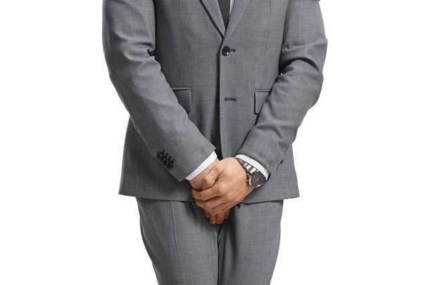 Businessman with a urinary tract infection holding his crotch isolated on white background - Φωτογραφία, εικόνα