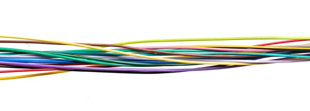 colored wires on a white isolated background - Fotó, kép