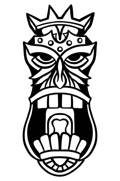Houten Hawaiiaanse tribal tiki masker - vector illustratie - Outline - Vector, afbeelding