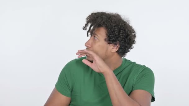 Casual African Man Feeling Scared and Frightened on White Background - Imágenes, Vídeo