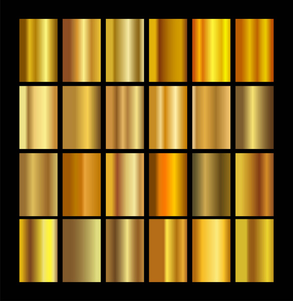 Goud verloop set achtergrond vector pictogram textuur metallic illustratie voor frame, lint, banner, munt en label. - Vector, afbeelding