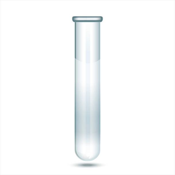 Tubo de ensayo de vidrio transparente aislado sobre fondo blanco. Imagen 3D. Puede ser utilizado para medicina, ciencia, farmacia y otros. - Foto, imagen