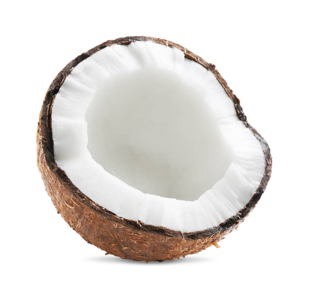 Half of ripe coconut isolated on white - Foto, imagen