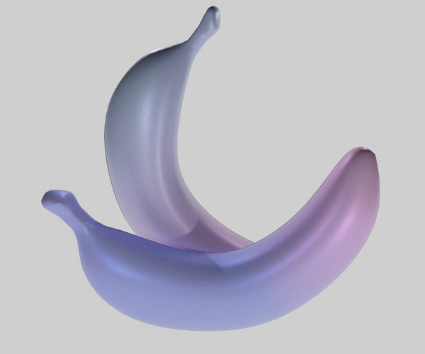 Isolated illustration purple and blue banana - 写真・画像