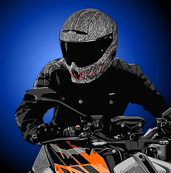 biker on a motorbike vector template. - Vector, Imagen
