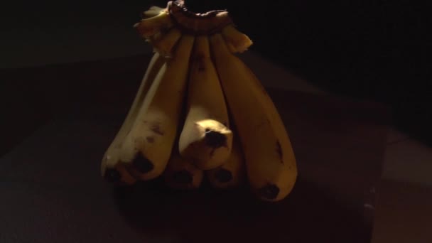 Студийные кадры свежих бананов в темноте - Кадры, видео