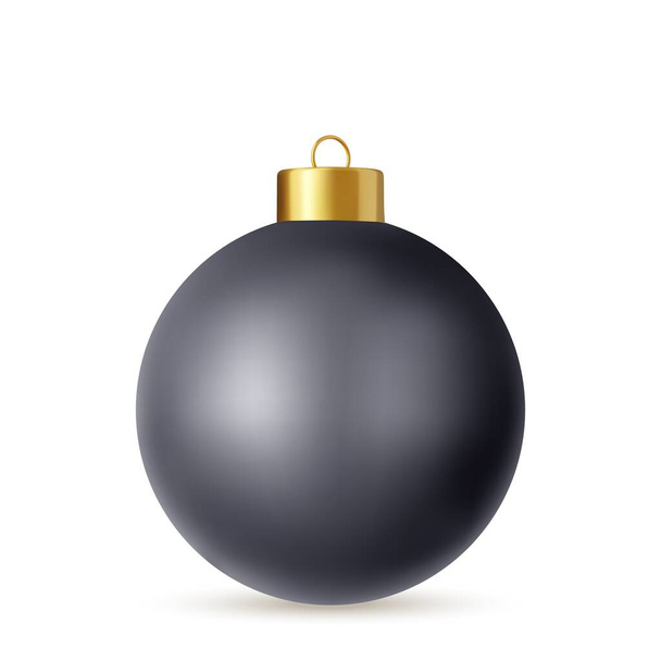3d black Christmas ball Isolated on white background. . New year toy decoration. Holiday decoration element. 3d rendering. Vector illustration - Vektori, kuva