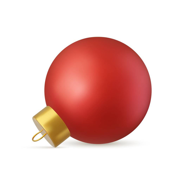 3D červený vánoční míč Izolované na bílém pozadí. . Nový rok dekorace hraček. Prázdninová dekorace. 3D vykreslování. Vektorová ilustrace - Vektor, obrázek