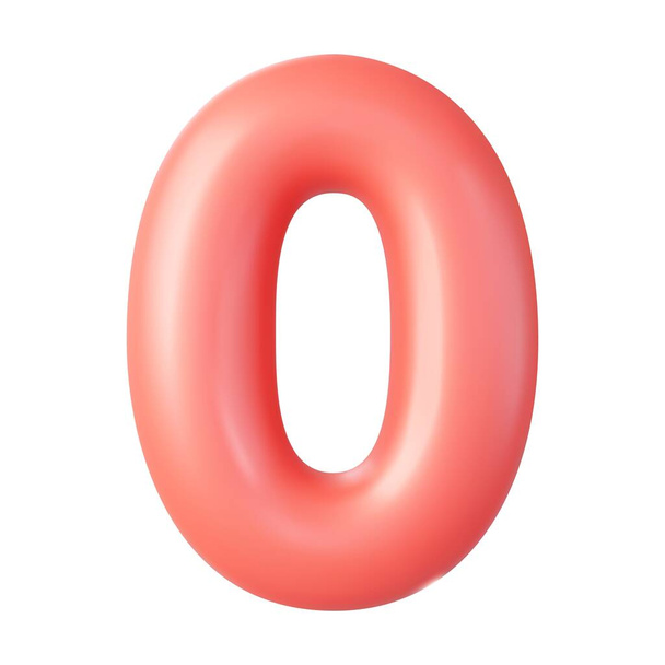 Número 3d 0. Signo de número cero color rojo. Aislado sobre fondo blanco. renderizado 3d. Ilustración vectorial - Vector, imagen