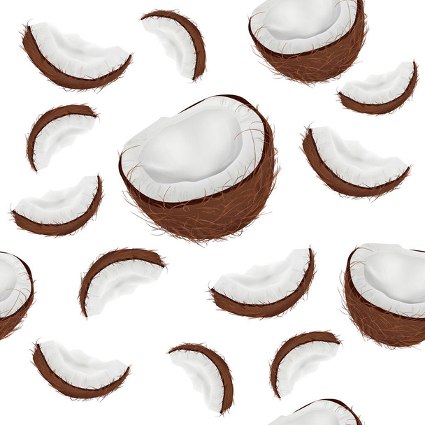 Coconut seamless pattern. Isolated on white background - Vector, Image