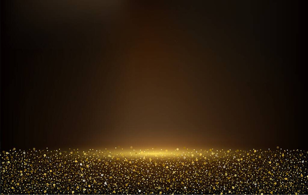 Abstract background. A golden glow with magical dust. Gold backlight. golden glitter dust. Sparkling glittery background decoration. Vector illustration - Vector, Image