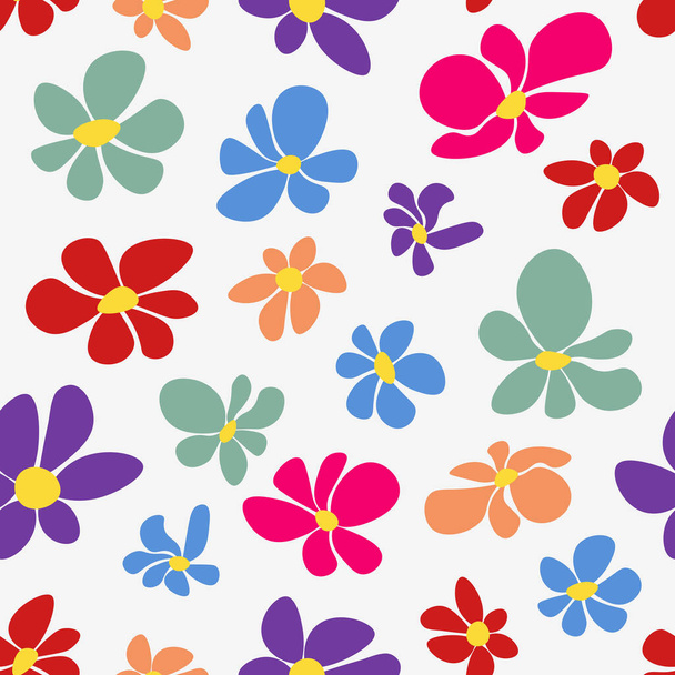 Seamless pattern of flowers on white backgound. - Vector, afbeelding