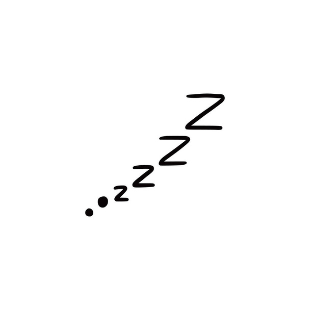 Dormir zzzz garabato símbolo conjunto. Sueño soñoliento icono. Doodle cómic dibujo estilo vector ilustración. - Vector, imagen