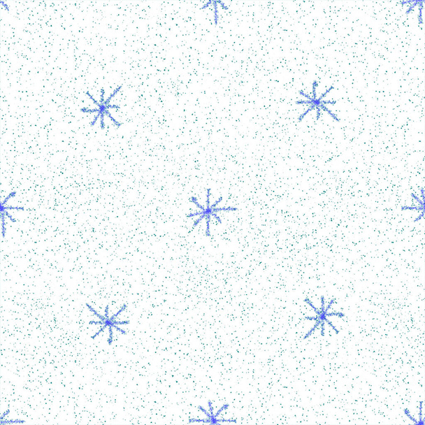 Hand Drawn Snowflakes Christmas Seamless Pattern. Subtle Flying Snow Flakes on chalk snowflakes Background. Alluring chalk handdrawn snow overlay. Mind-blowing holiday season decoration. - Фото, зображення
