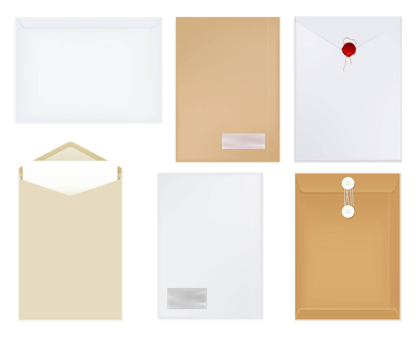 Envelope mockup realistic set with correspondence symbols isolated vector illustration - Vektori, kuva