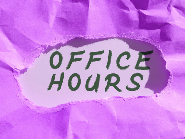 Концептуальний підпис Office Hours, Word for the Hours, який бізнес зазвичай ведеться Робочий час
 - Фото, зображення