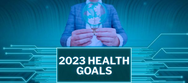 Texto que muestra inspiración 2023 Objetivos de Salud, Enfoque empresarial celebración del inicio del año natural 2023 - Foto, Imagen