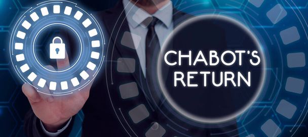 Text zobrazující inspiraci Chabots Return, Business show návrat konverzace pomocí sluchové nebo textové metody - Fotografie, Obrázek