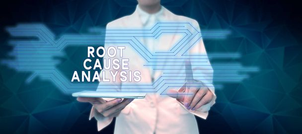 Conceptuele weergave Root Oorzaak Analyse, Business idee Methode van Probleem oplossen Identificeren Fout of Probleem - Foto, afbeelding