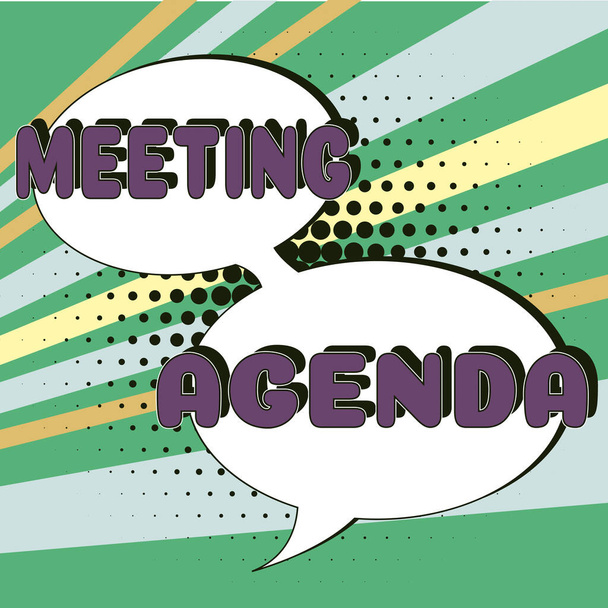 Konzeptionelle Bildunterschrift: Meeting Agenda, Business concept Eine Agenda setzt klare Erwartungen für das, was ein Meeting braucht - Foto, Bild