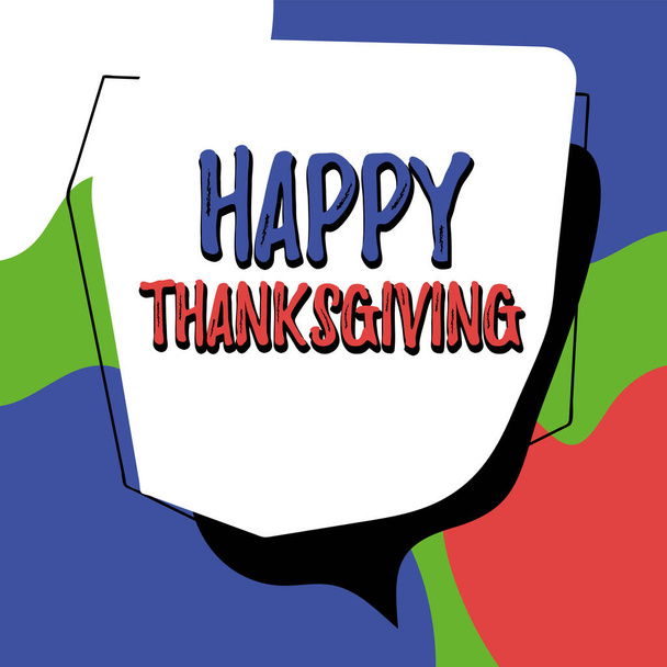 Text ukazující inspiraci Happy Thanksgiving, Word for Harvest Festival Národní svátek oslavený v listopadu - Fotografie, Obrázek