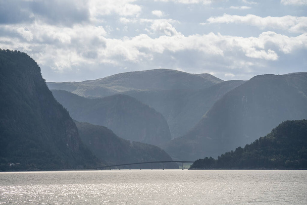 beautiful view on Hardangerfjord in Norway on nature background - Foto, Imagem