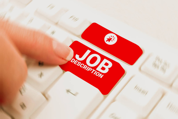 Znak zobrazující Job Description, Internet Concept Dokument, který popisuje povinnosti pozice - Fotografie, Obrázek