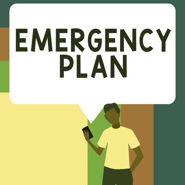 Koncepcionális megjelenítés Vészhelyzeti terv, Üzleti áttekintés A súlyos vészhelyzetekre való reagálás eljárásai Légy felkészülve - Fotó, kép