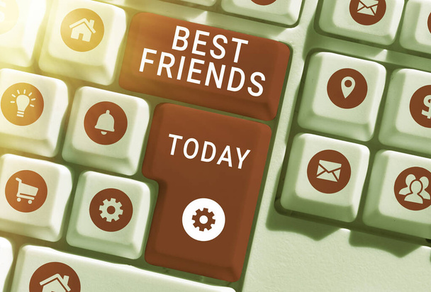 Texte montrant Best Friends, Business concept Une personne que vous appréciez au-dessus d'autres personnes Toujours copains - Photo, image