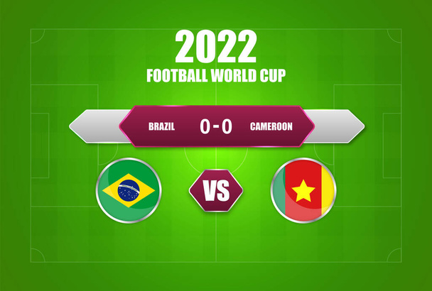 Brasile contro Camerun Match Scoreboard - Vettoriali, immagini
