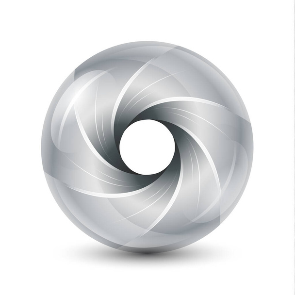 Шаблон логотипа металлических 3D кругов с глянцевыми стальными лезвиями. - Вектор,изображение
