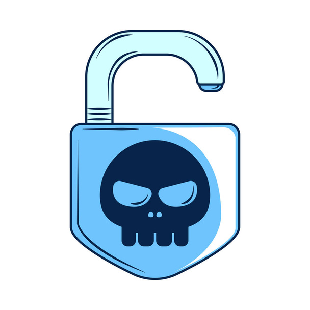candado virus ciberseguridad icono aislado - Vector, imagen