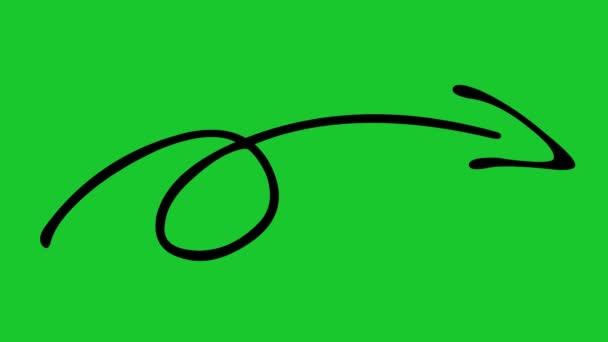 animación de una flecha con un nudo dibujado e indicando el lado derecho. Sobre un fondo clave de cromo verde - Imágenes, Vídeo