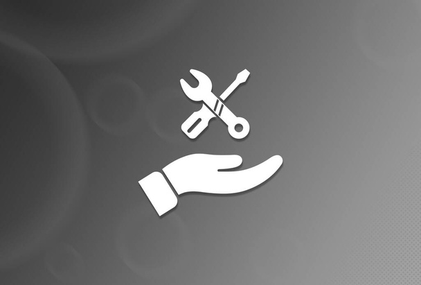 Kézi javítás ikon fekete-fehér háttér elvont illusztráció - Fotó, kép