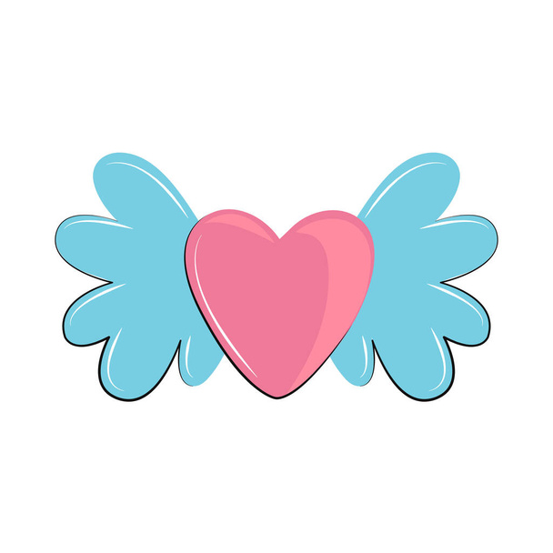 сердце с крыльями икона изолированы - Вектор,изображение