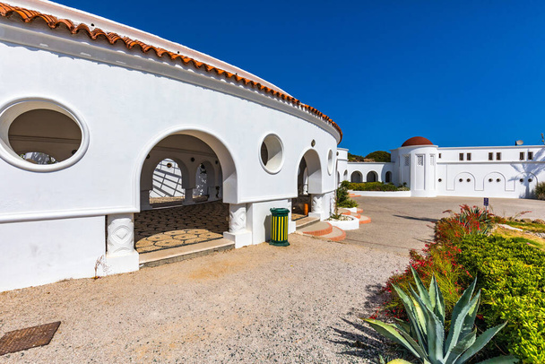 The beautiful buildings at Kalithea Springs constructed in the 1930s, Rhodes Island, Greece, Europe. Kallithea Therms, Kallithea Springs located at the bay of Kallithea on Rhodes island, Greece.  - Фото, изображение